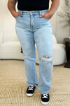 Judy Blue Sloane High-Rise Distressed Straight Jeans — product view 9
