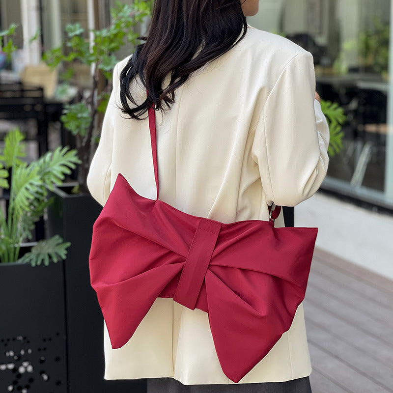 Korean-Style Chic Bow Tote Bag | Large Capacity Canvas Handbag