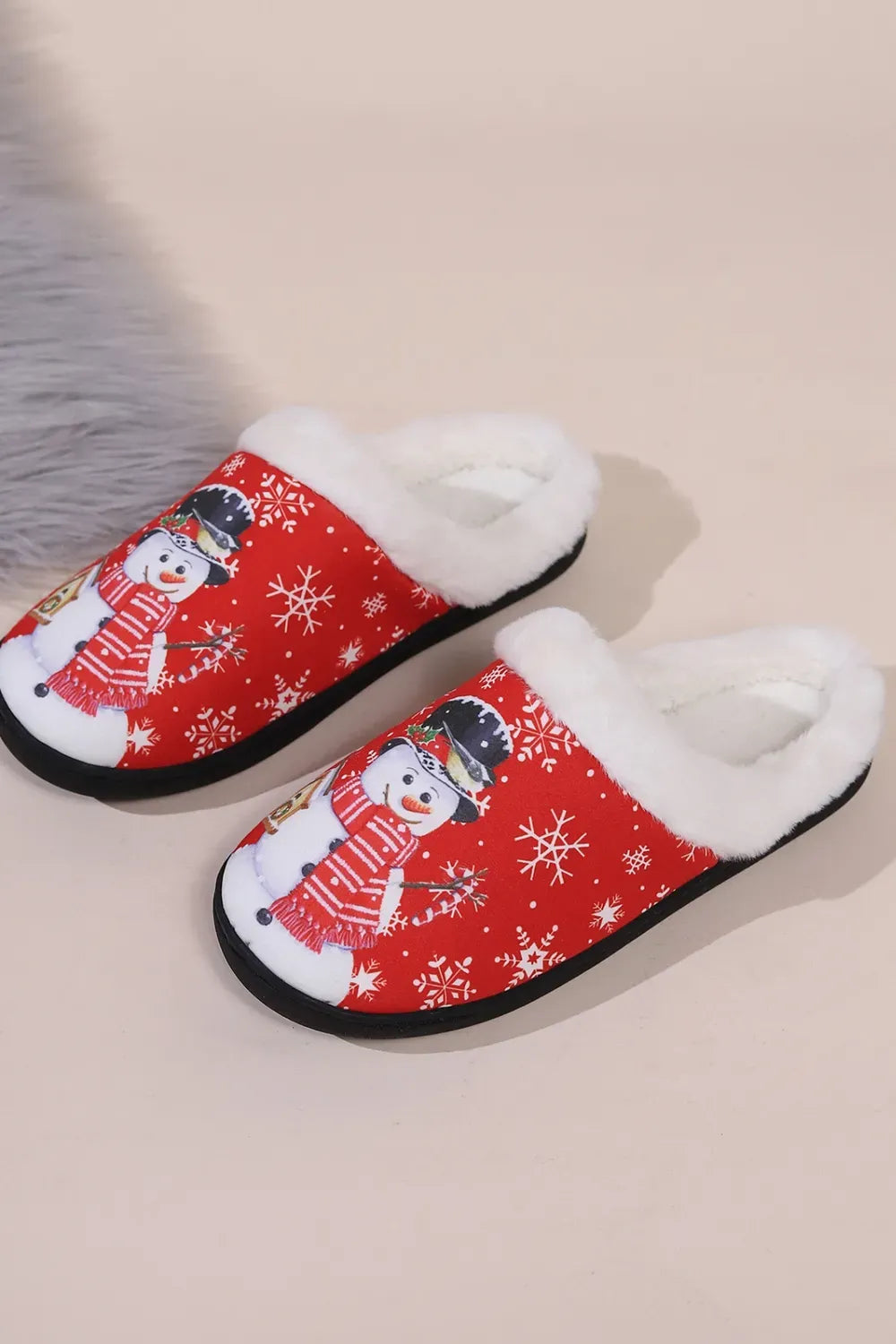 Snowman Faux Fur Round-Toe Slippers — photo 10