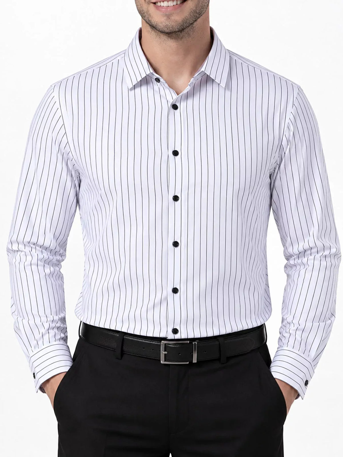 Men's Striped Stretch Long-Sleeve Dress Shirt — photo 2