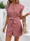 Liora Striped Notched Tie Waist Romper — product view 14