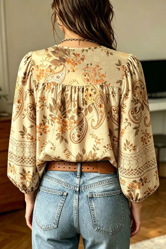 Another view: Paisley V-Neck Shift Blouse — Pastel Yellow