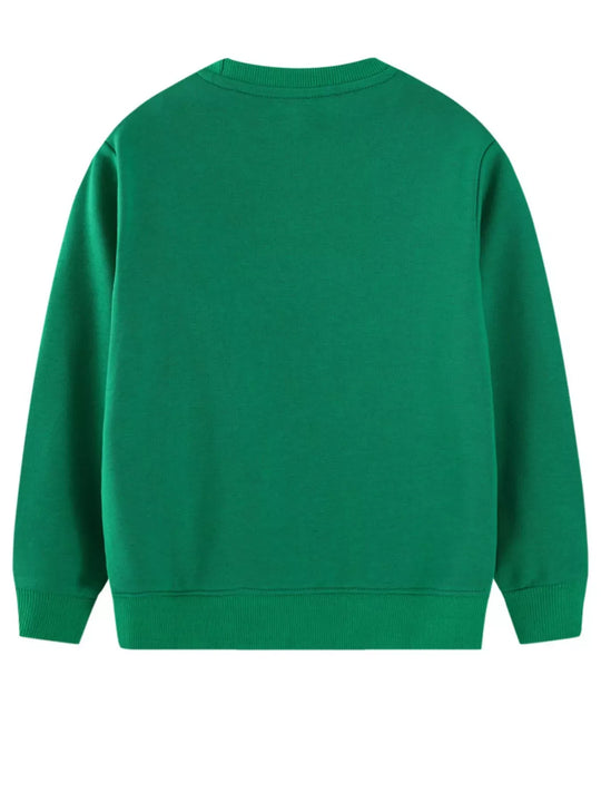 Another view: Kids’ Embroidered Vehicle Sweatshirt — Dark Green