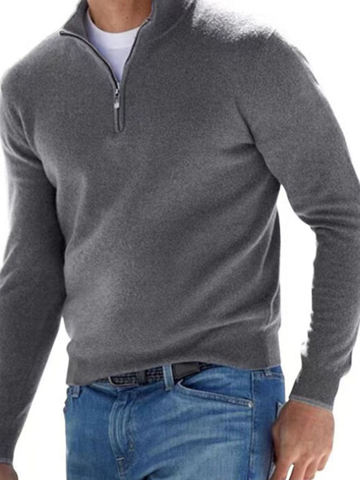 Men's Plus Size Quarter-Zip Sweater