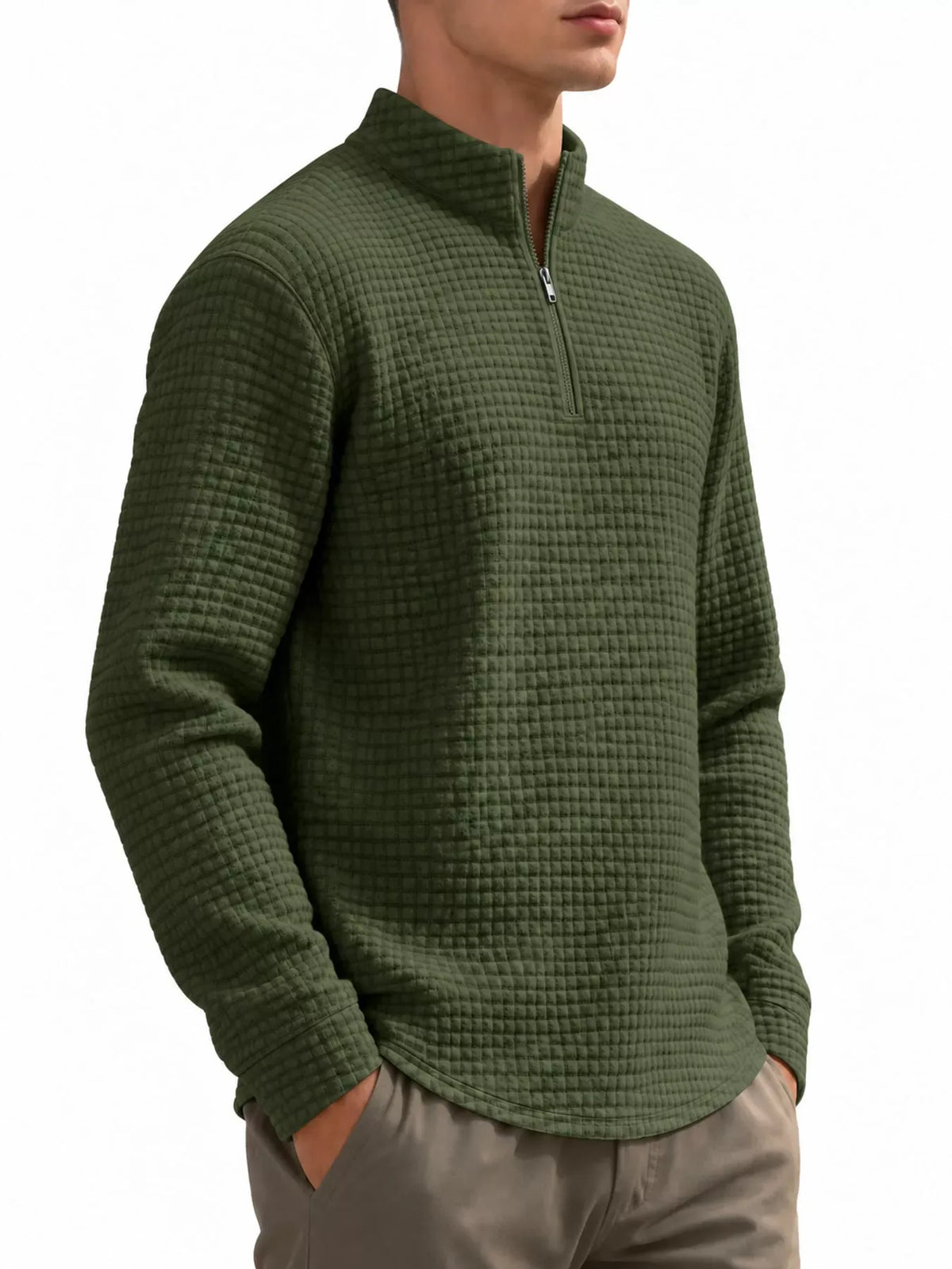 Men's Waffle-Knit Quarter-Zip Sweatshirt — photo 15