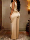 Women's cowl-neck wide-leg jumpsuit in sizes S to 3XL
