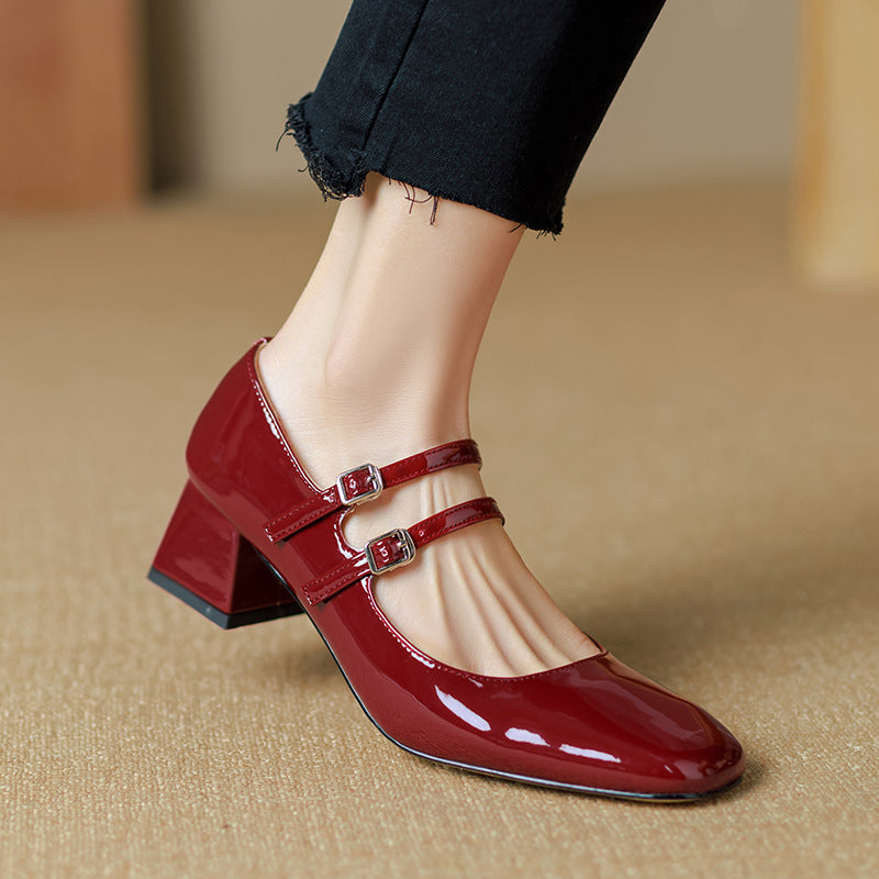 Women's Square Toe Chunky Heel Pumps - Elegant Low Heel Office Shoes