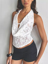 White or dark gray lace halter camisole