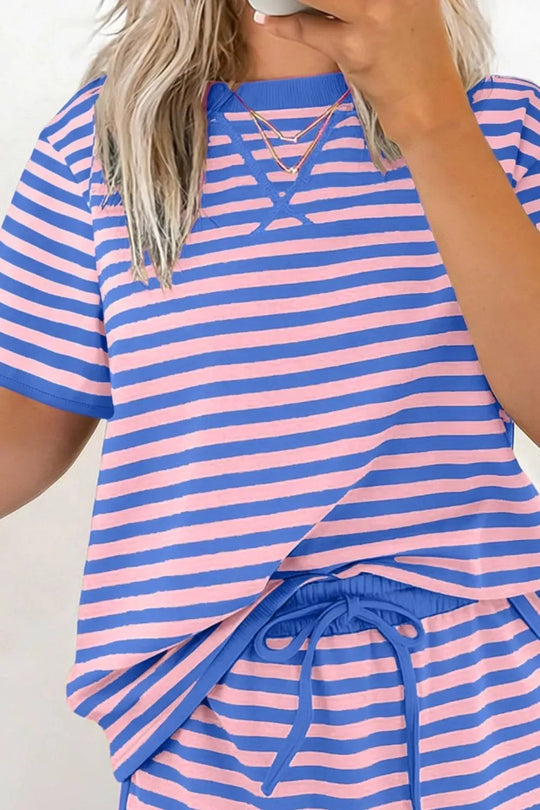Another view: Striped Short Sleeve Tee and Shorts Set