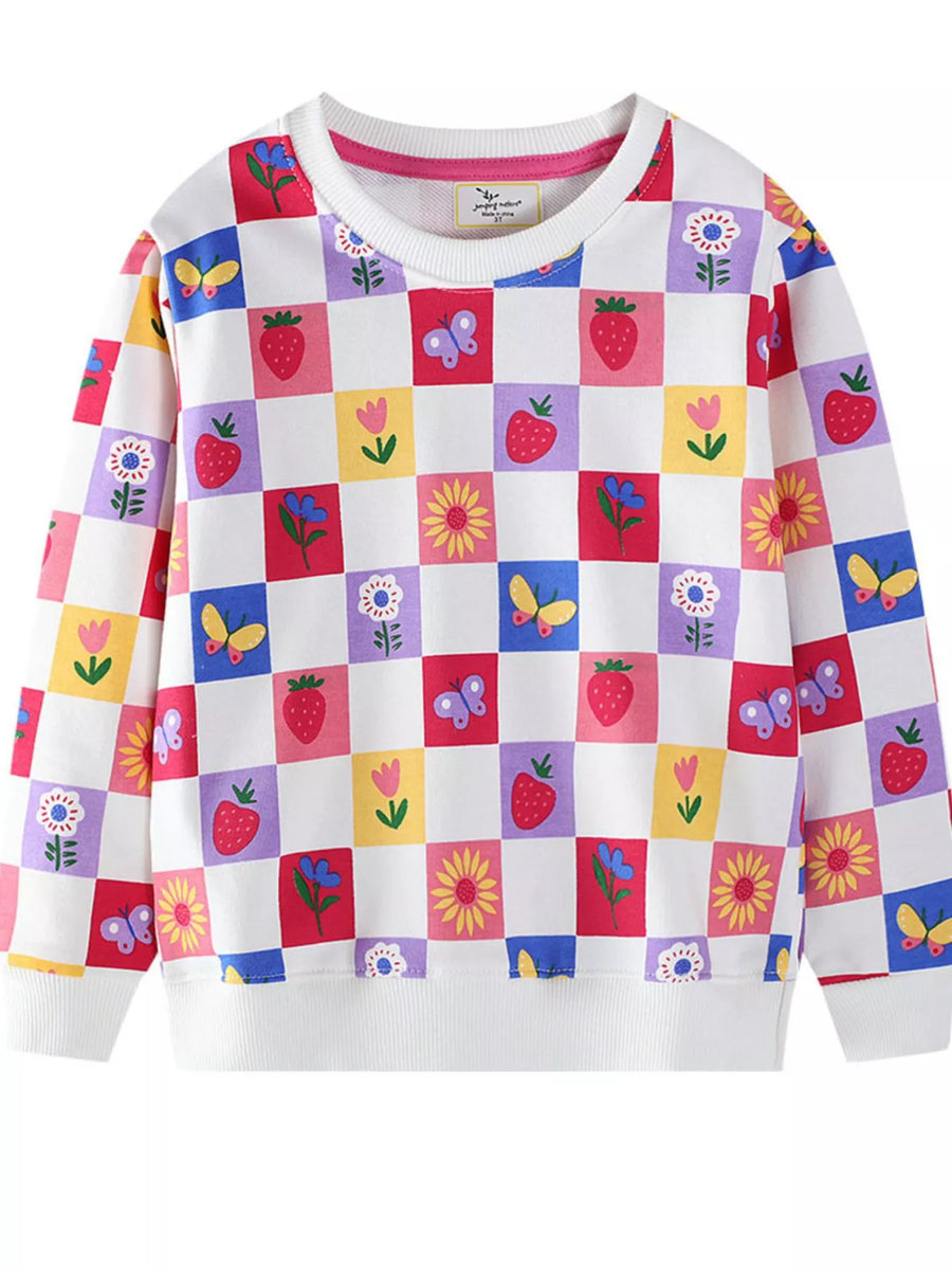 Kids’ Colorful Checkered Cotton Sweatshirt