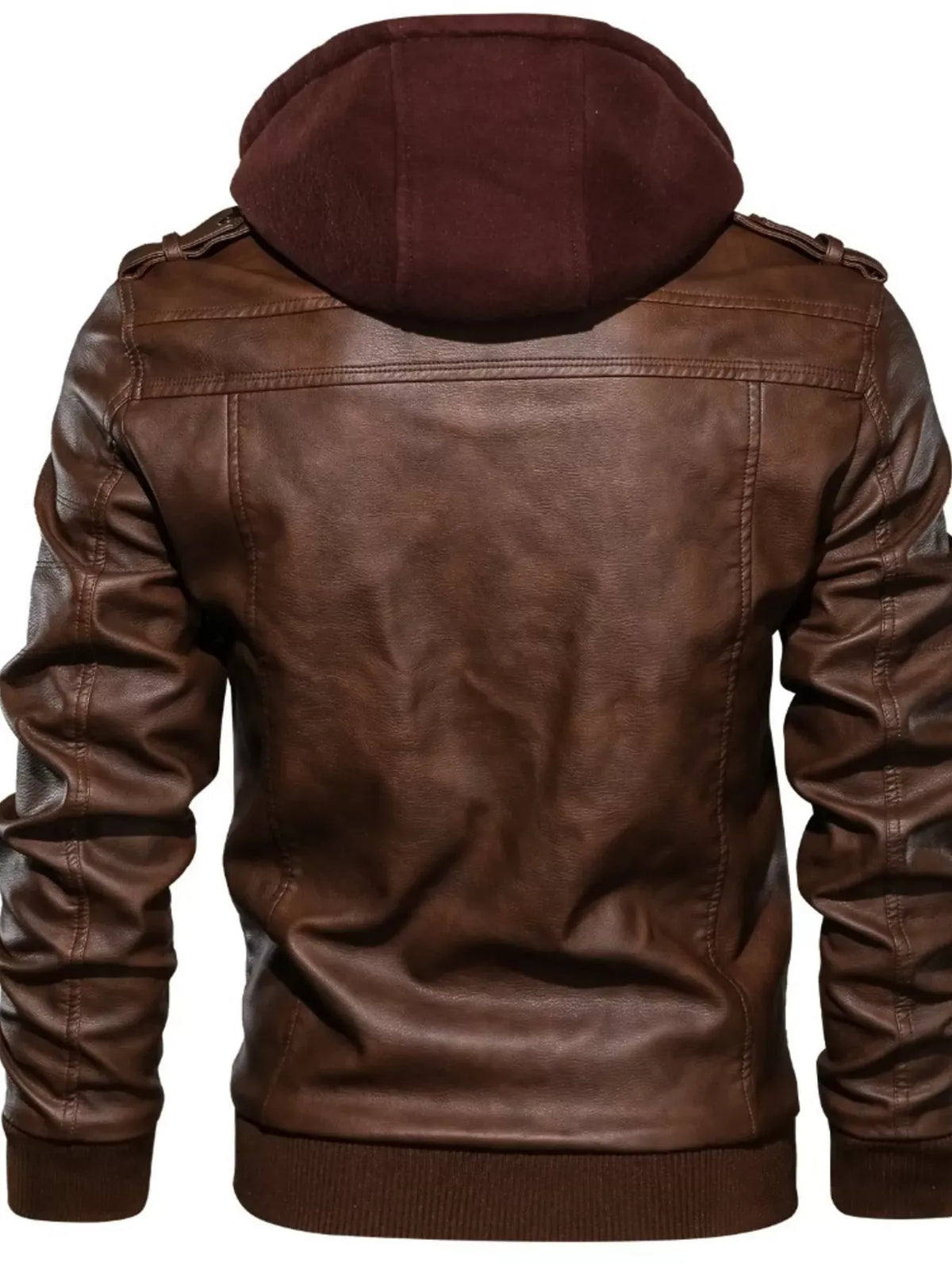 Men's Hooded Faux Leather Moto Jacket — photo 8