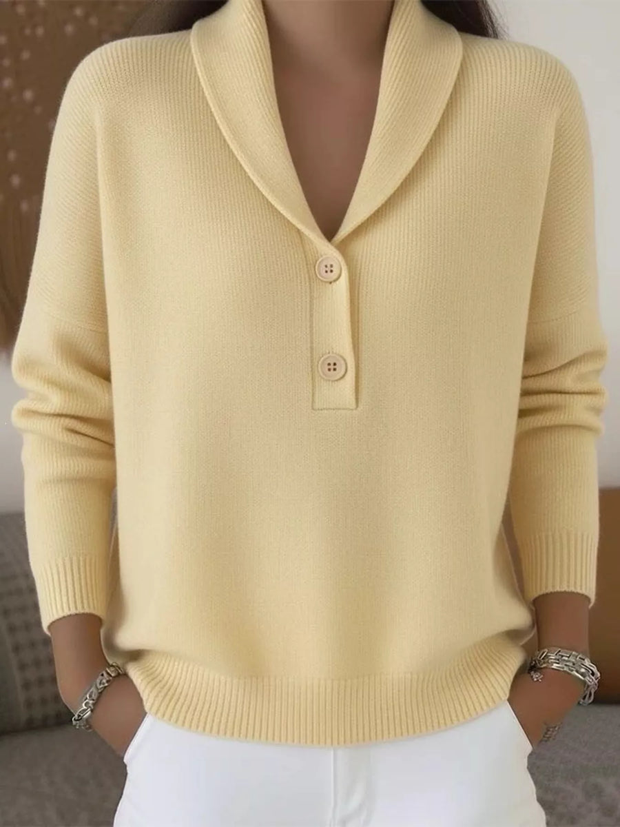 Button-Detail Long-Sleeve Sweater — Full Size