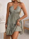 Smocked halter-neck tiered dress — alternate product view 16