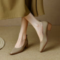 Women's Sheepskin Chunky Heel Slip-On Shoes | Pointed Toe Low Heels