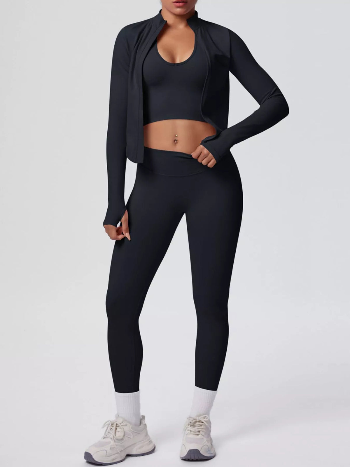 Tank, Zip Jacket & Leggings 3-Piece Active Set