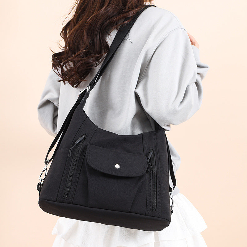 Women's Large Capacity Nylon Shoulder Bag – Lightweight Crossbody with Phone Pocket