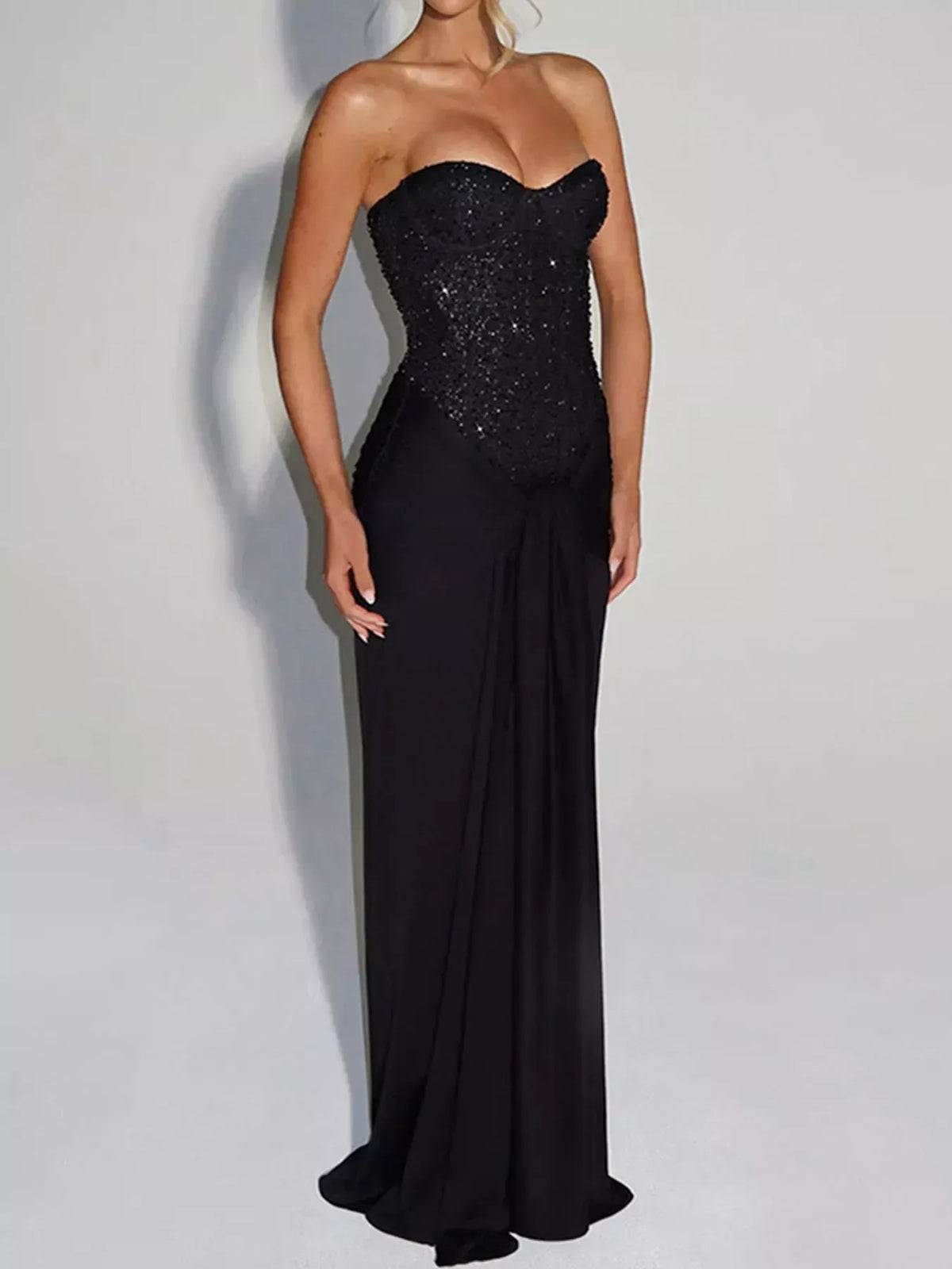 Women's Strapless Sequin Corset Maxi Dress — photo 25