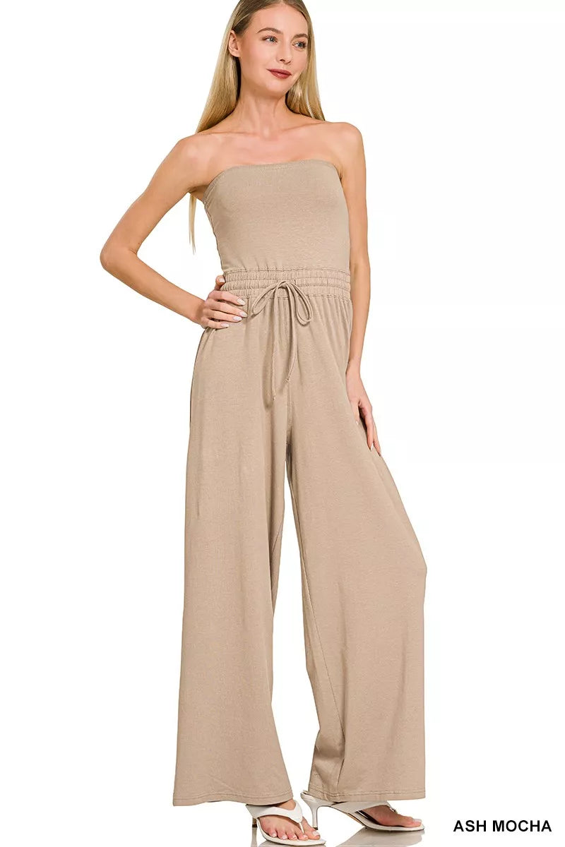 Tube Top Jumpsuit with Drawstring Waist