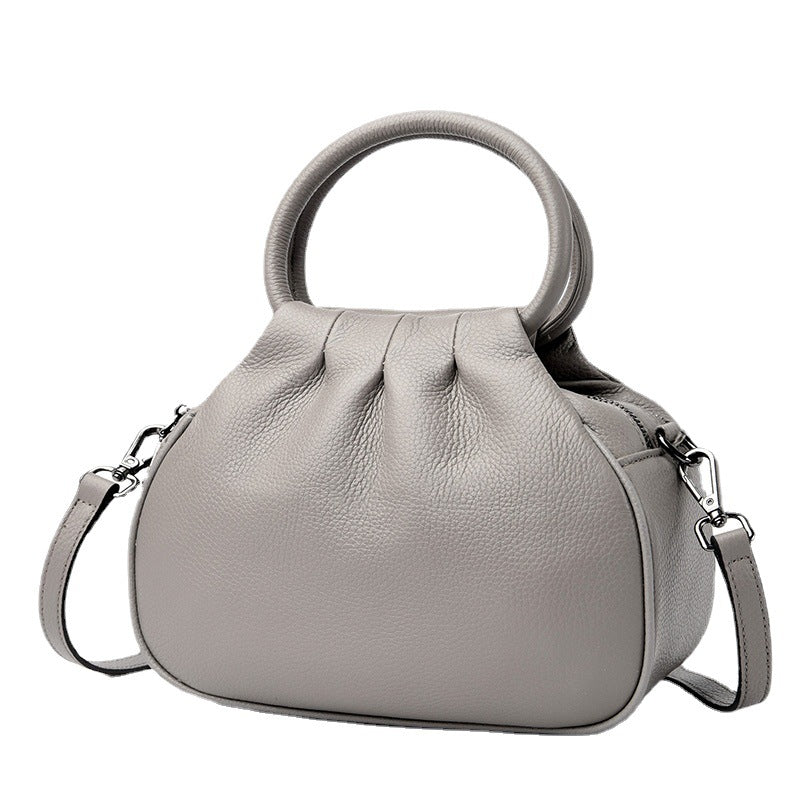 Heart-Shaped Genuine Leather Crossbody Bag for Women – Full-Grain Cowhide, Black, Gray & Wine Red