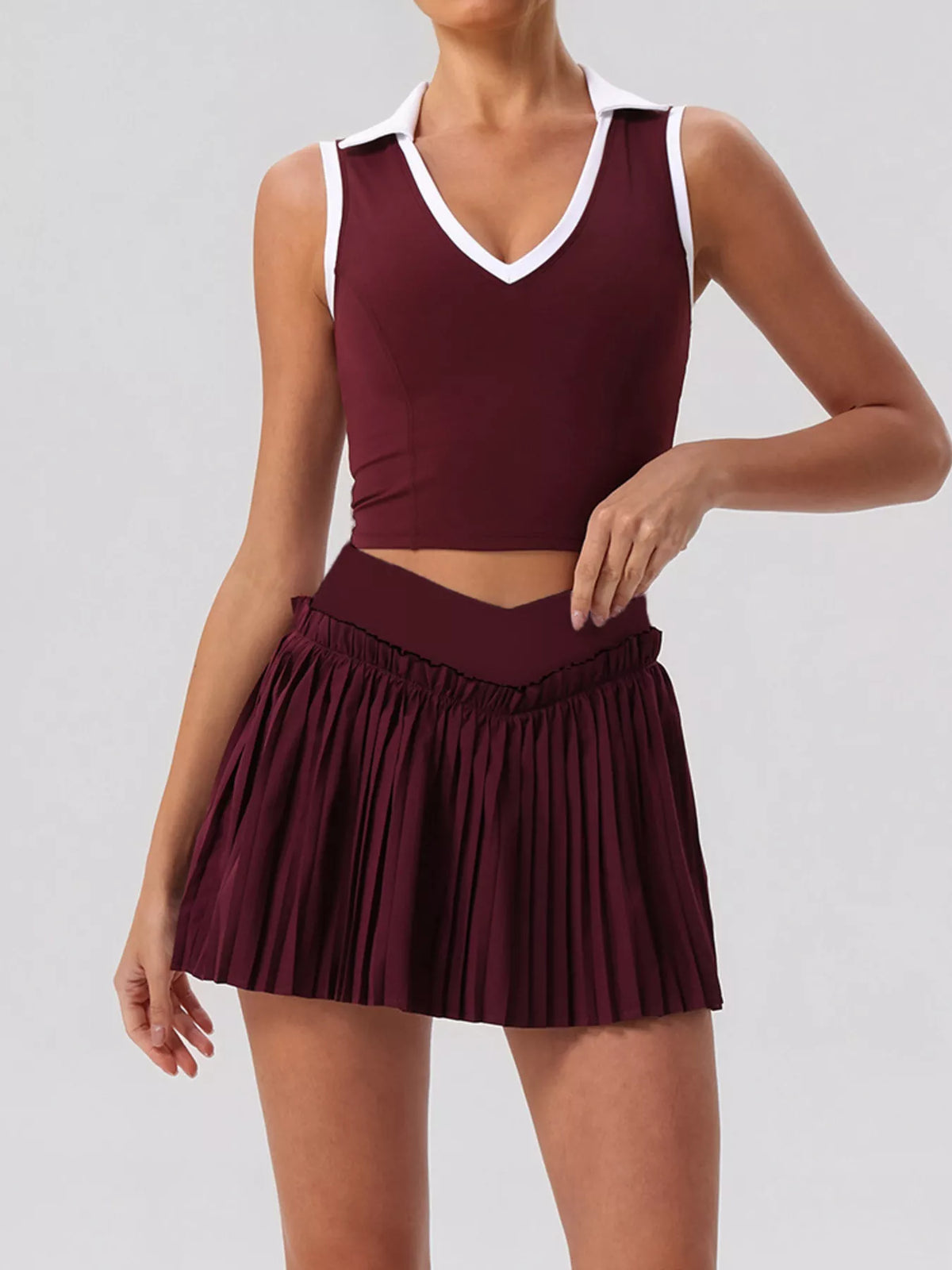 Pleated Skirt & Sleeveless Active Set
