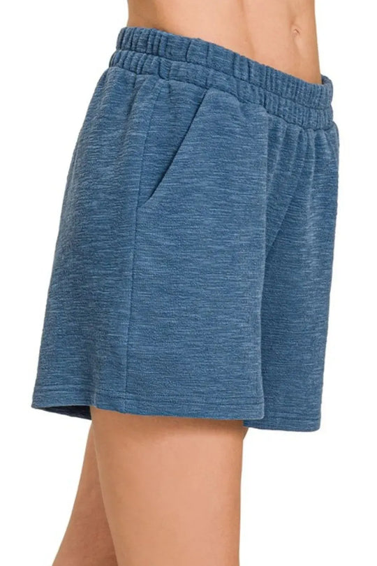 Another view: Cotton Slub Shorts — Dusty Blue