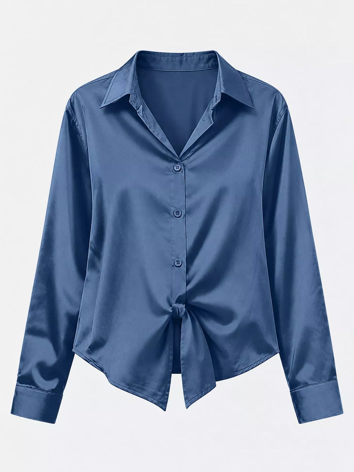Women's Satin High-Low Button-Down Shirt — photo 29
