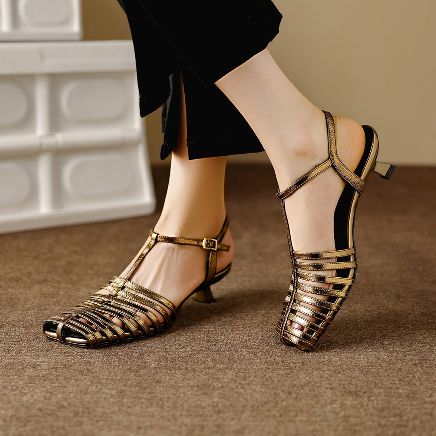 Women's Lambskin Cage Sandals