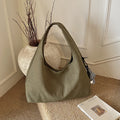 Women's Canvas Shoulder Bag – Casual Underarm Crossbody Bag with Patchwork Detail | Green, White, Khaki, Black