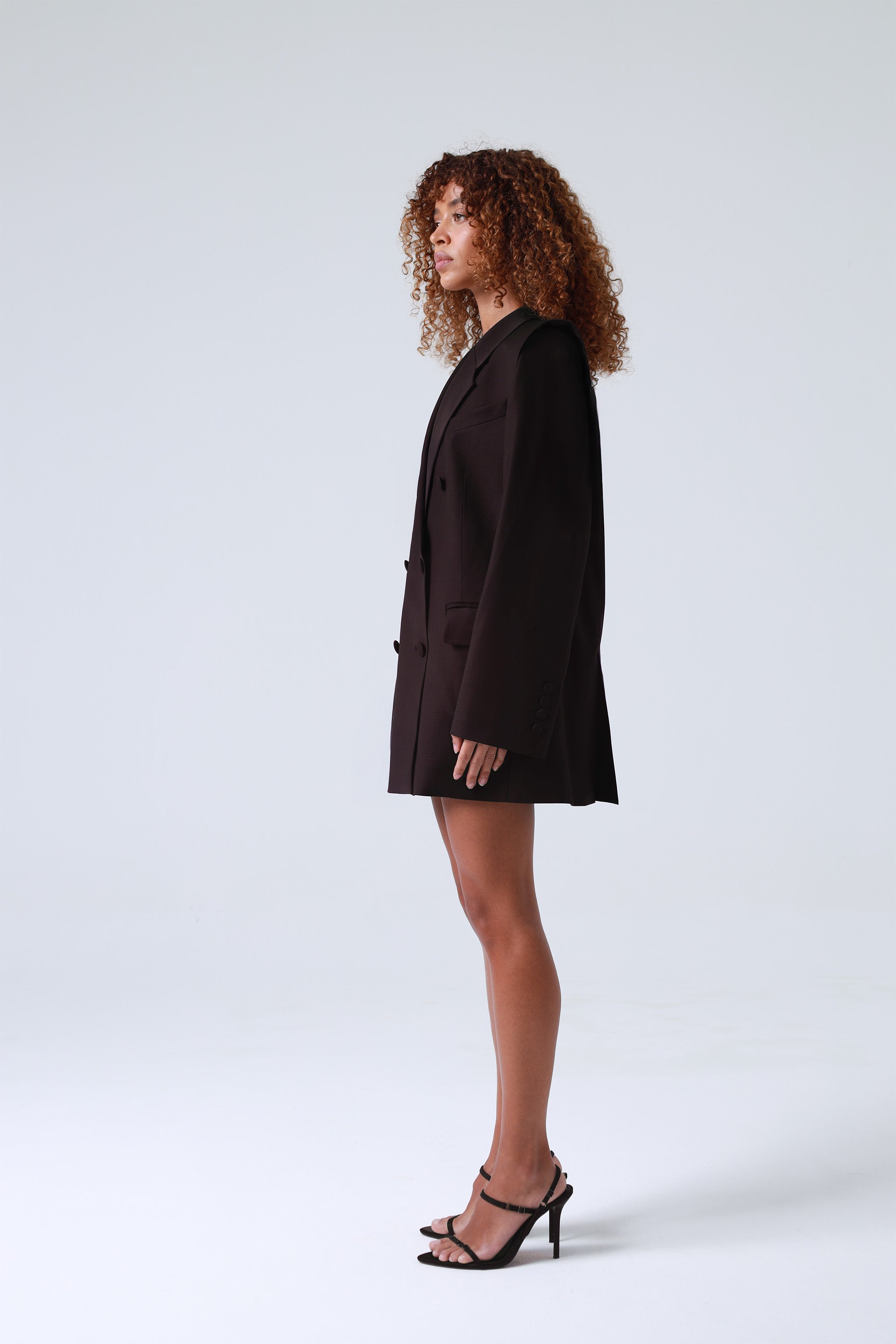Brown Double-Breasted Virgin Wool Blazer| Monica Blazer
