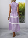 Thea Smocked Striped Lace Trim Sleeveless Midi Dress — product view 7
