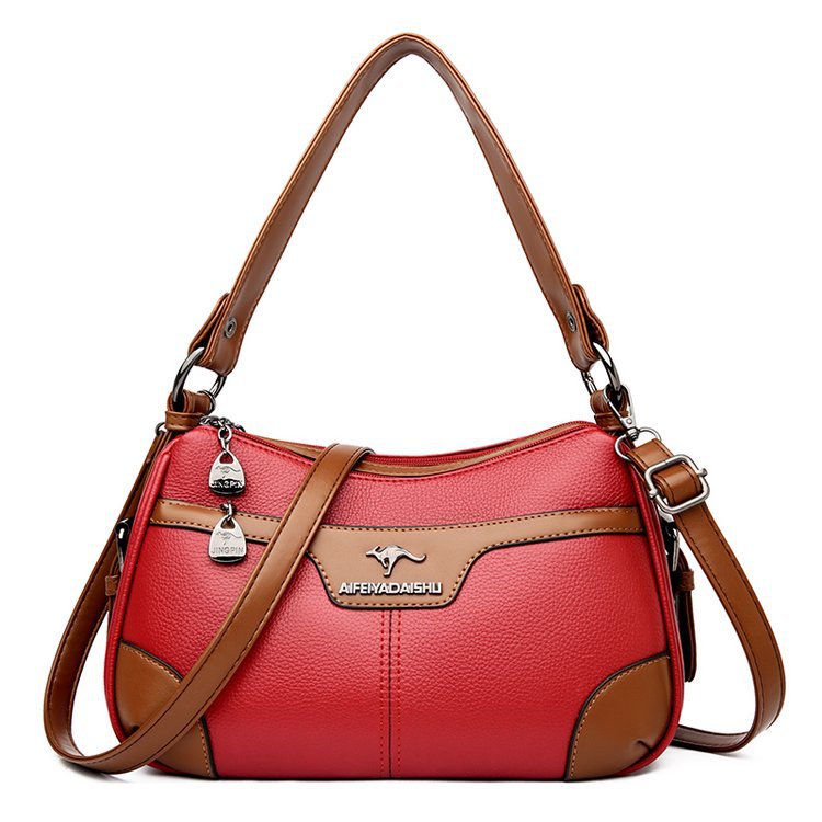 Retro Woven Shoulder Bag - Contrasting Color PU Leather Crossbody Bag for Women