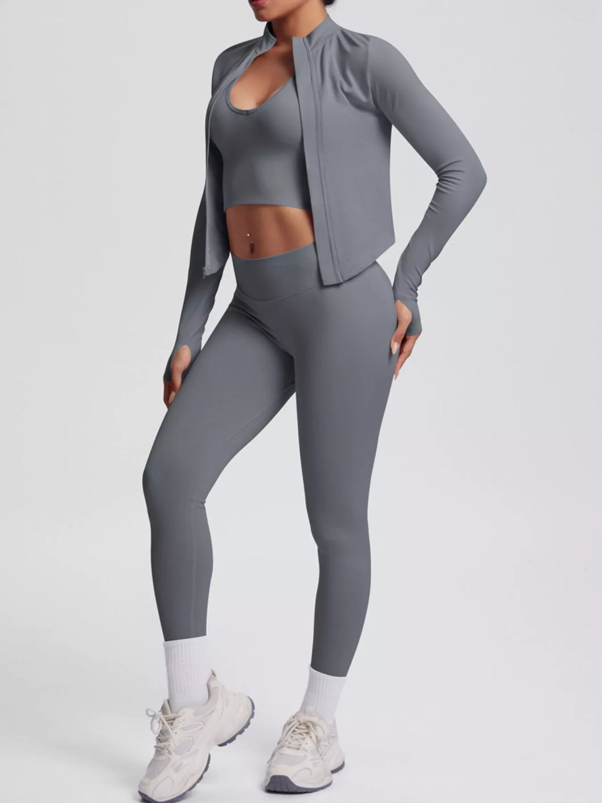 Tank, Zip Jacket & Leggings 3-Piece Active Set