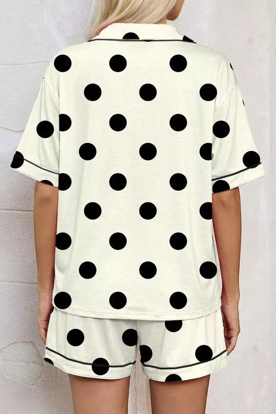 Another view: Polka Dot Button Up Top and Shorts Lounge Set