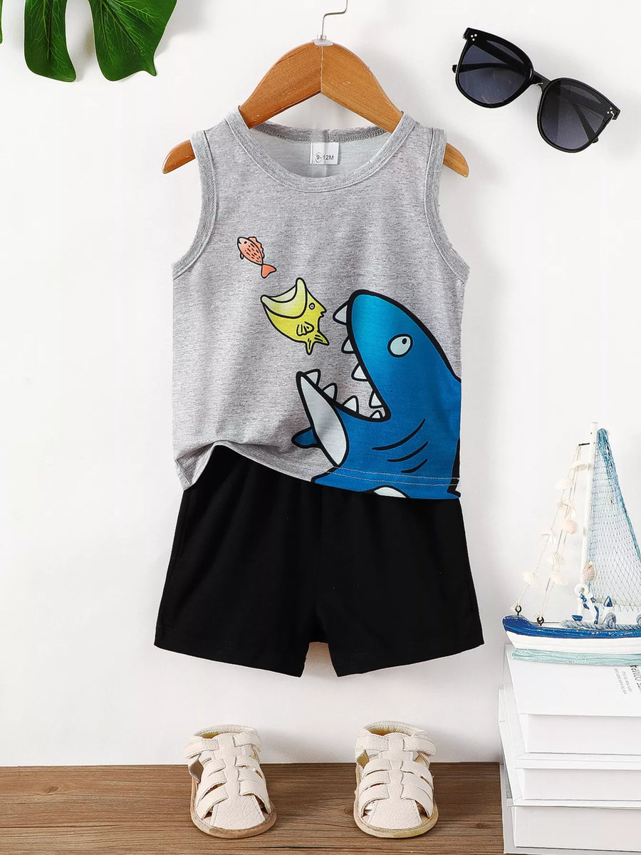 Baby & Toddler Shark Tank & Shorts Set – Gray