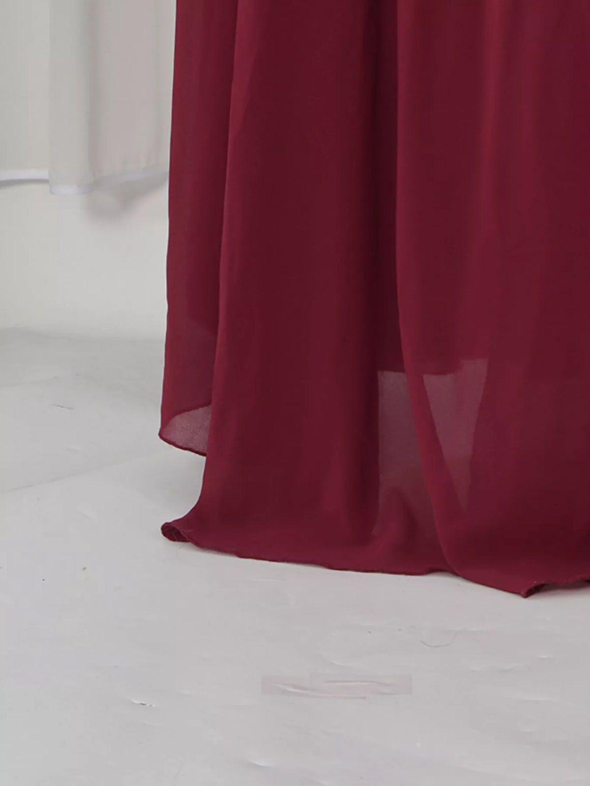 Red Ruched Halter-Neck Cape Maxi Dress