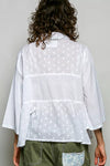 POL tonal dot button-front blouse for women