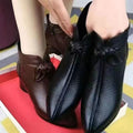 Women's Pointed Toe Chunky Heel Ankle Boots with Side Zipper & Bow Detail