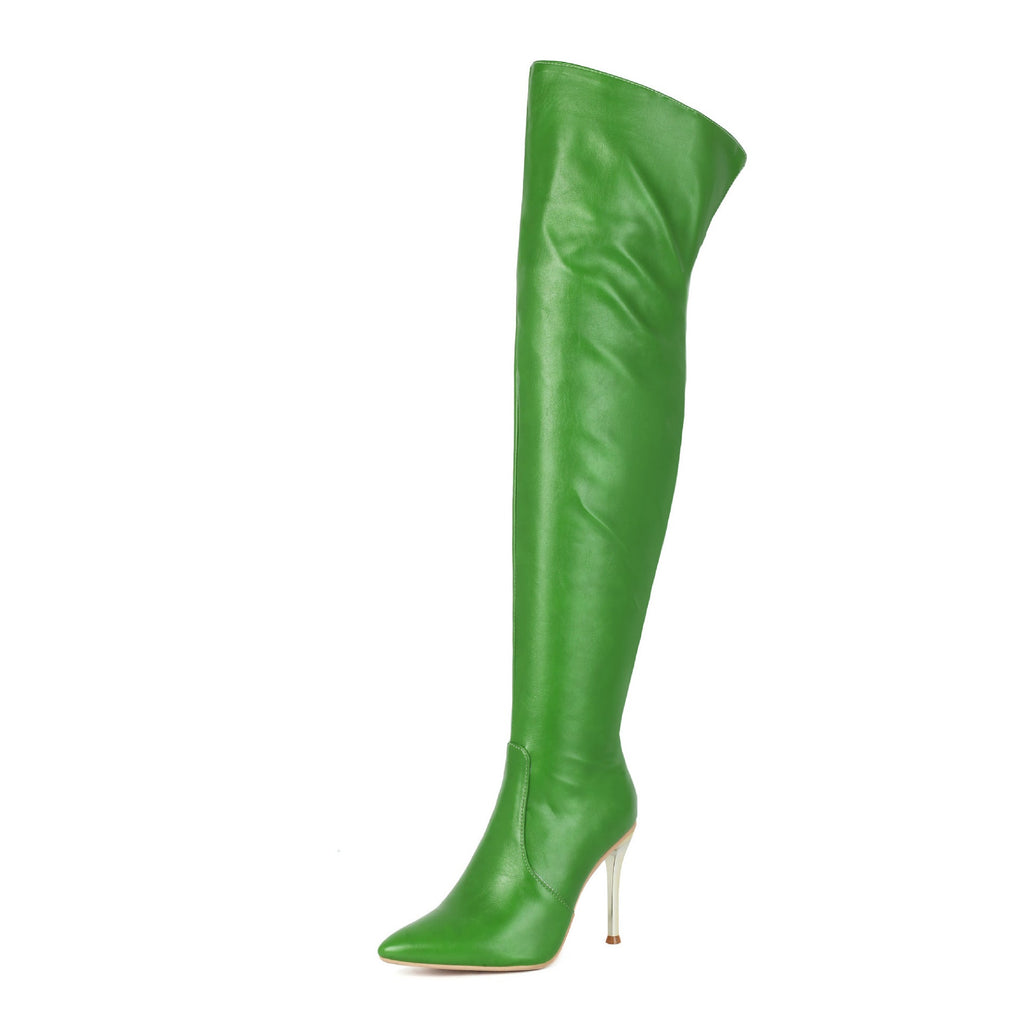 Women's Pointed-Toe Stiletto Over-the-Knee Boots - High Heel Fashion Boots