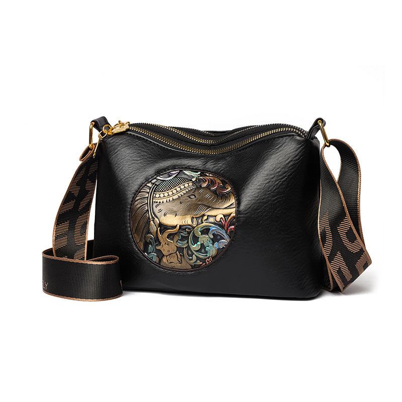 Women's Retro Chinese-Style Shoulder Bag - Multi-Compartment High-Capacity Crossbody Bag