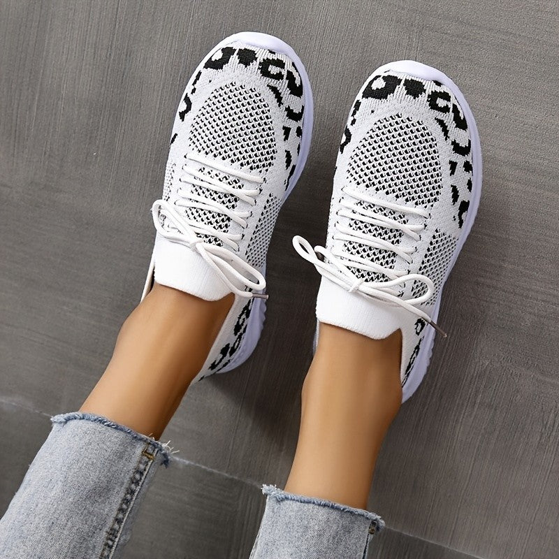 Leopard Print Lace-Up Sneakers