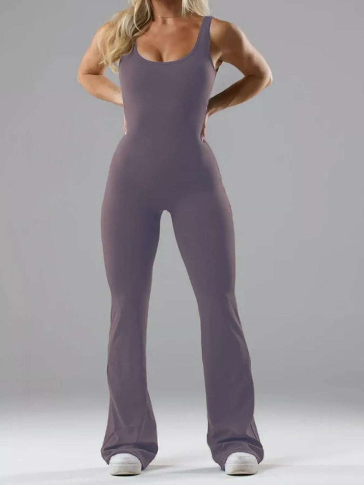 Seamless Scoop-Neck Flared Active Jumpsuit — photo 17