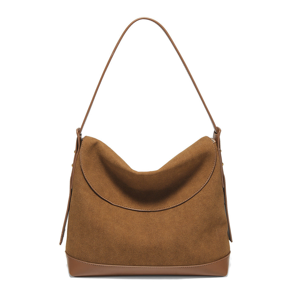Vintage Suede-Like Crossbody Shoulder Bag – Large Capacity Women's Handbag in Brown & Coffee