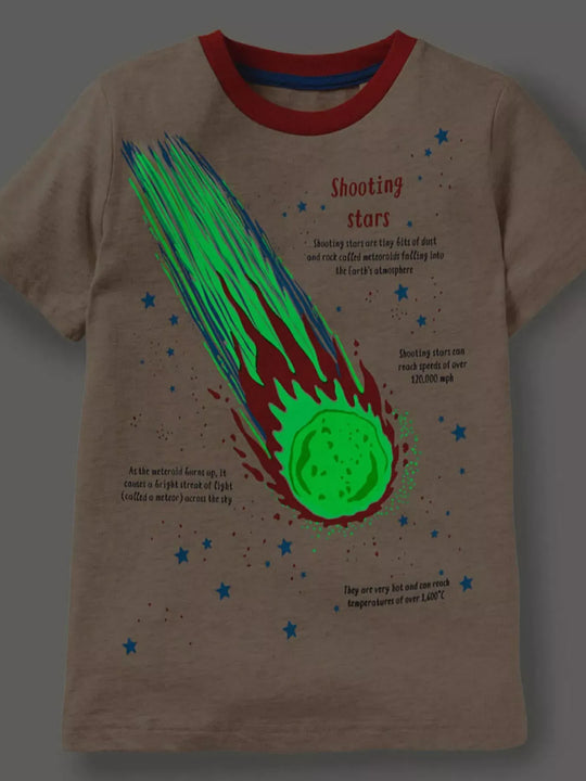 Another view: Kids' Glow-in-the-Dark Shooting-Star T-Shirt – Beige