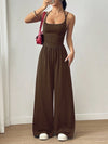 Women's strappy square-neck casual wide-leg jumpsuit