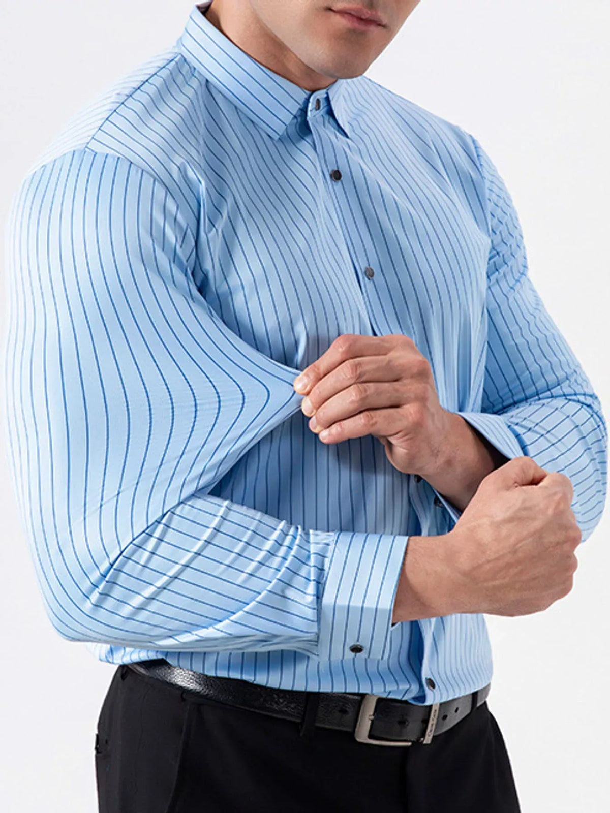 Men's Striped Stretch Long-Sleeve Dress Shirt — photo 7