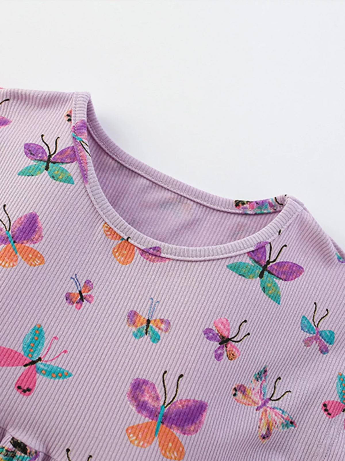 Girls' Butterfly-Print Cotton Dress — Mauve