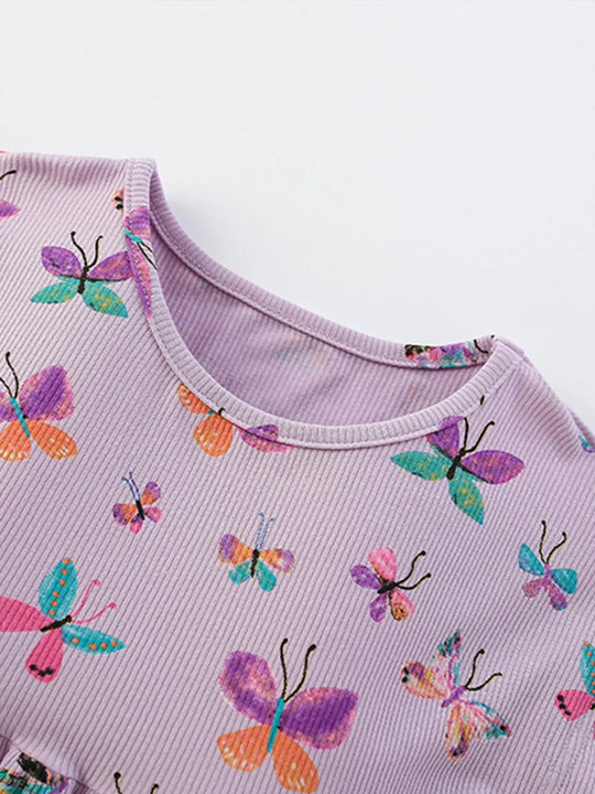 Another view: Girls' Butterfly-Print Cotton Dress — Mauve