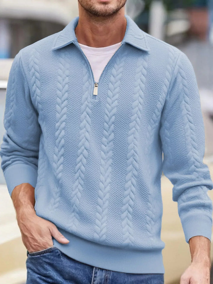 Men's Cable-Knit Quarter-Zip Sweatshirt