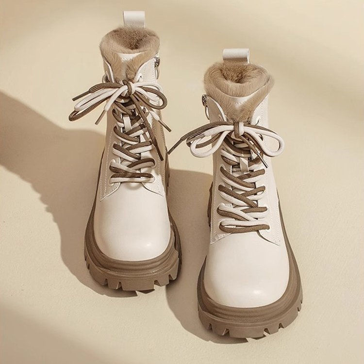 Women's Fleece-Lined Chunky Heel Dr. Boots | Sequin Mid-Calf Side Zipper