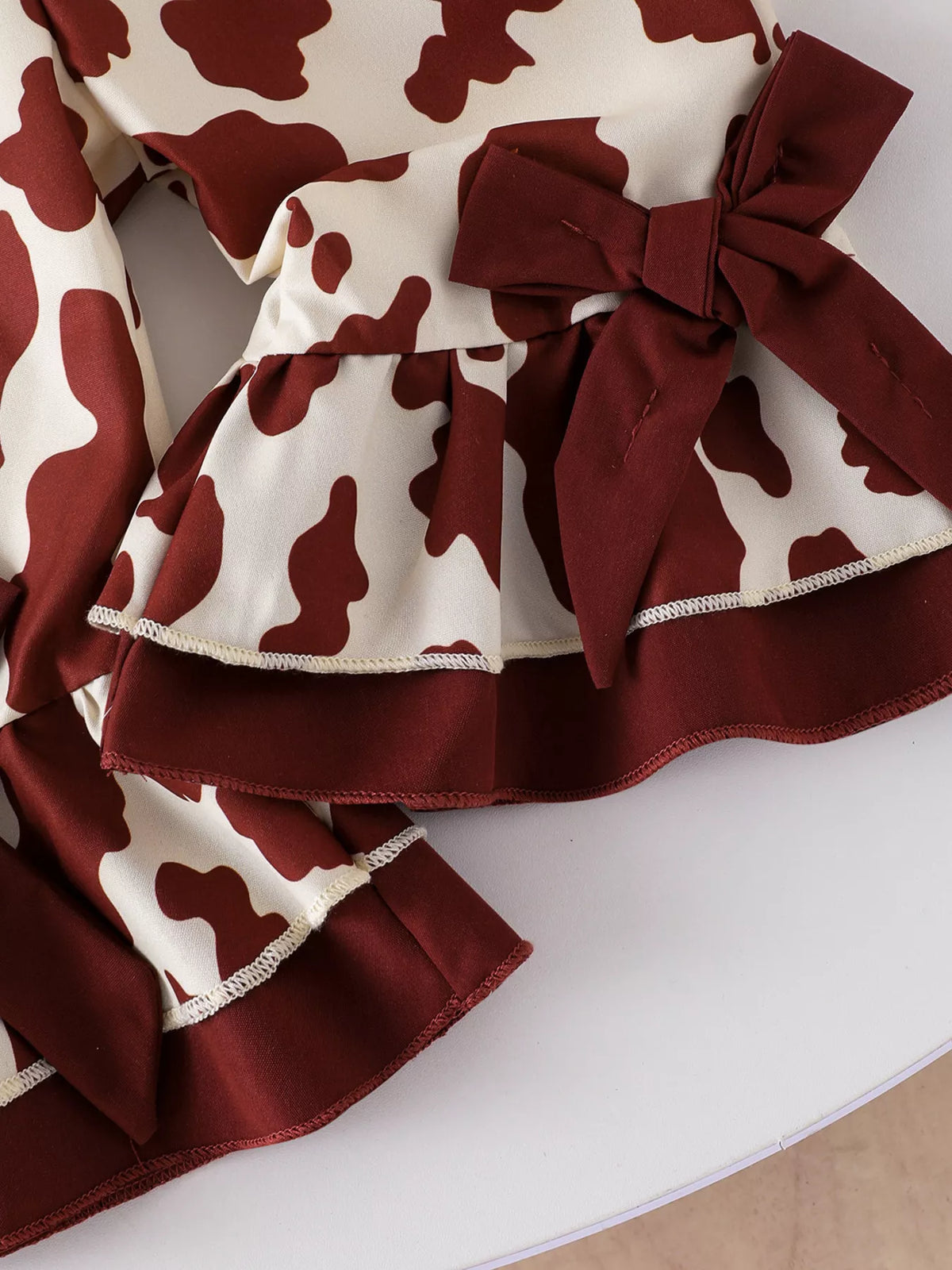 Children's Cow-Print Ruffle Jumpsuit